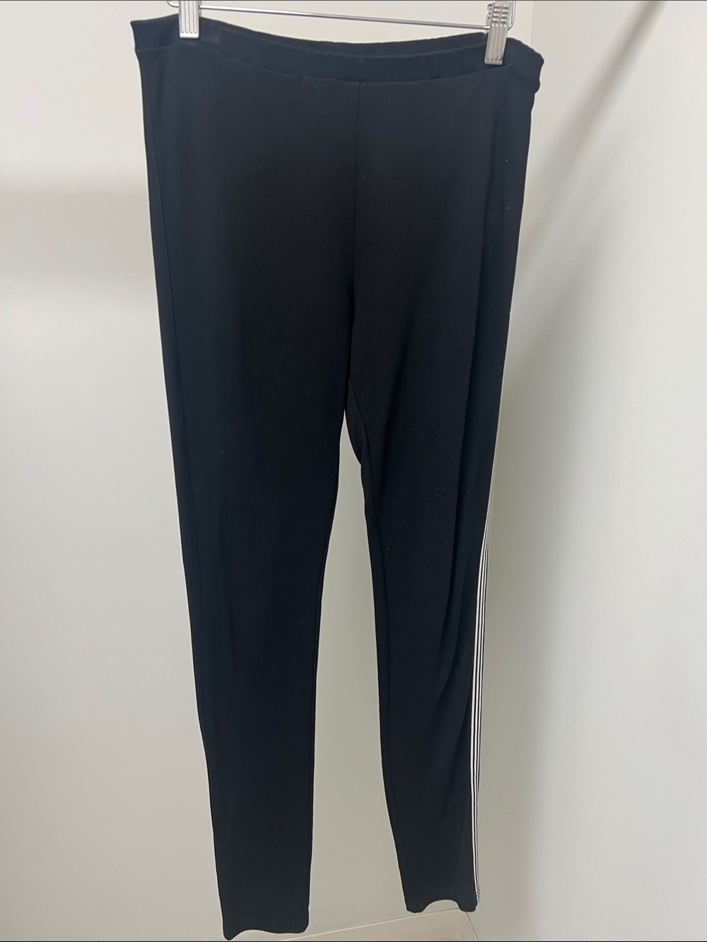 Y-3 Black Leggings with White Side Stripes